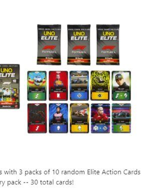 UNO Elite Formula 1 2025 Core Edition Booster Set — 30 Elite Action Cards